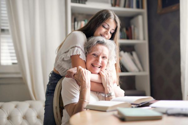 Happy grand daughter with grandma