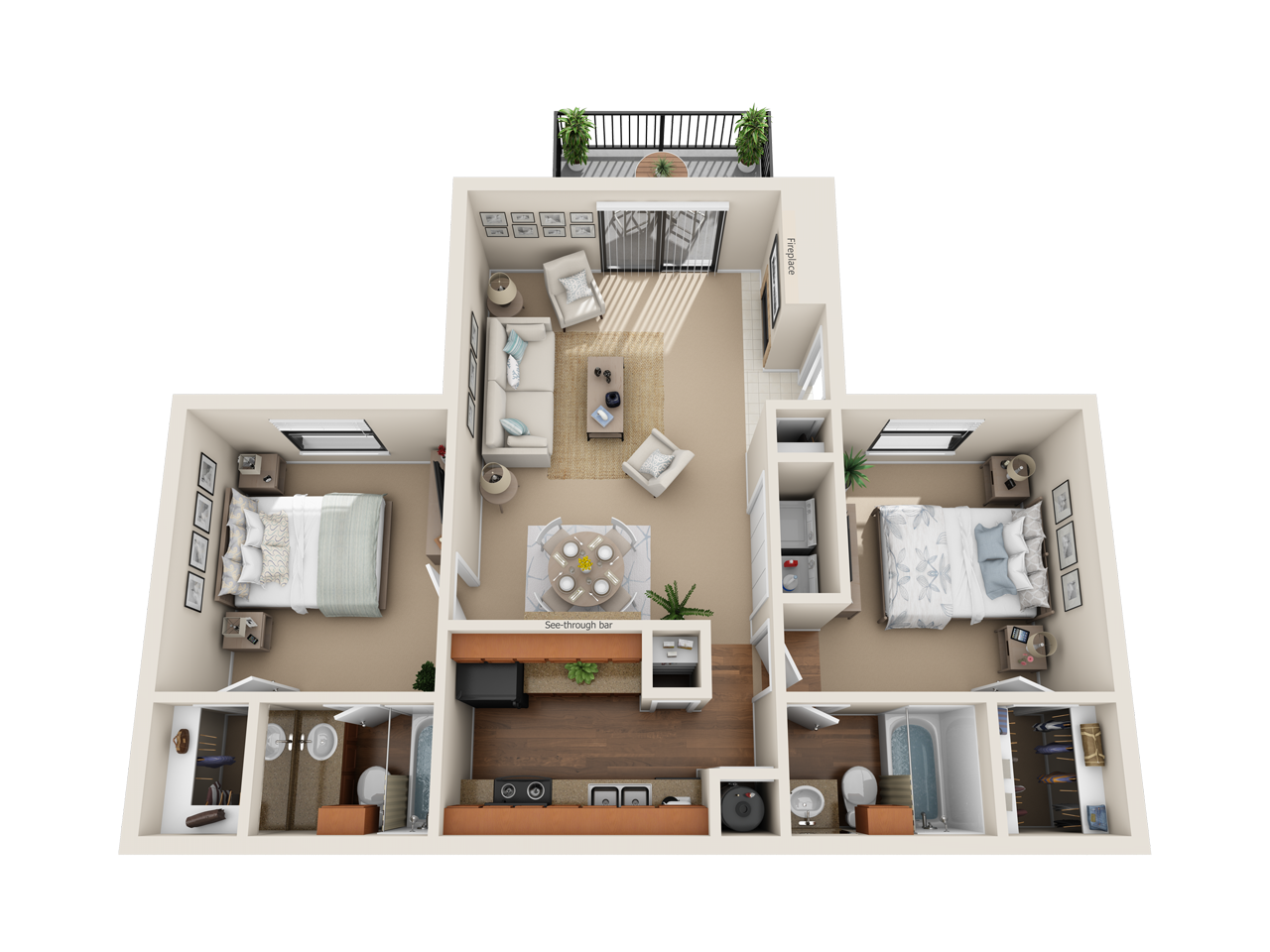 South Meadows two bedroom apartment floor plan